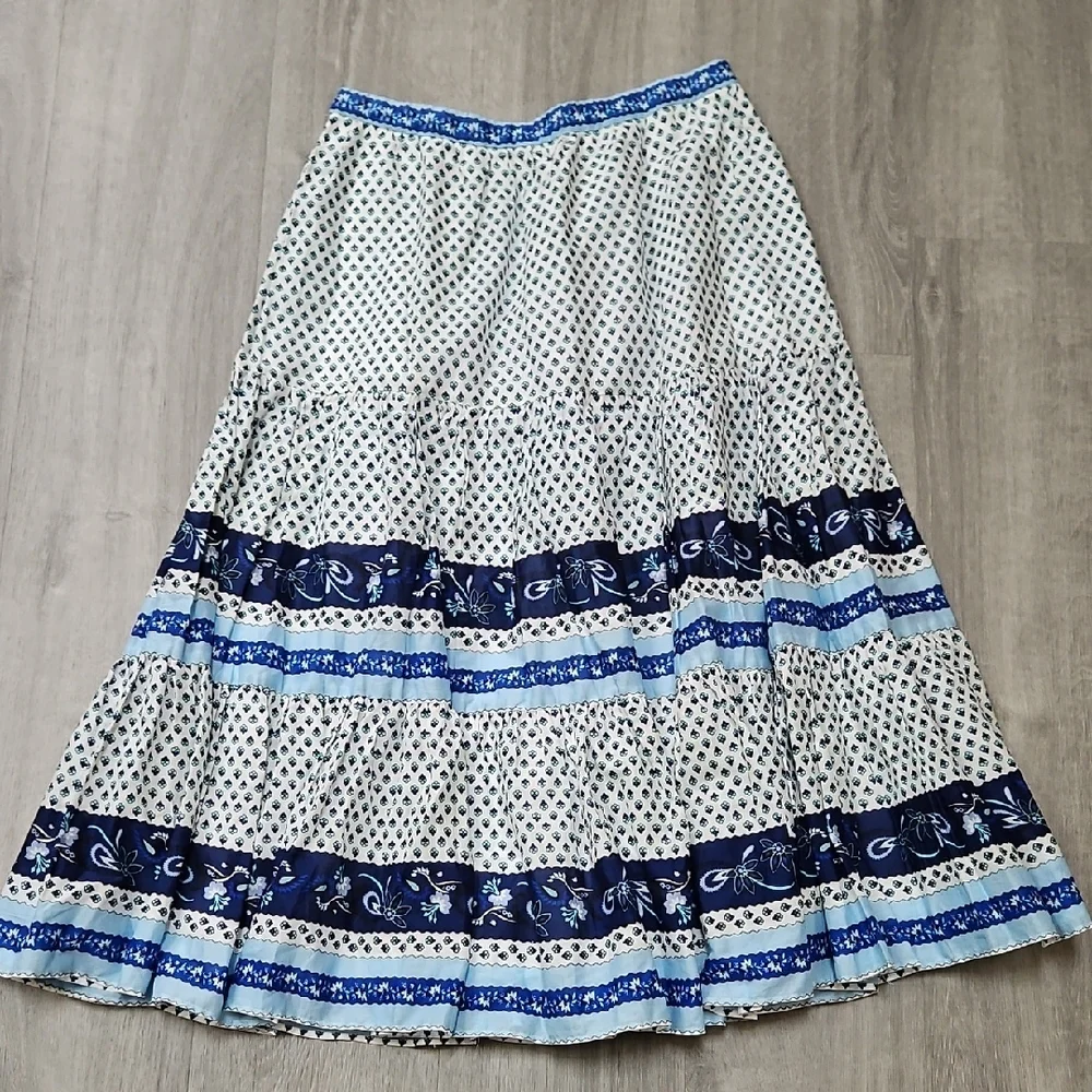 J. Crew Navy and White Maxi Skirt - Picture 1 of 5